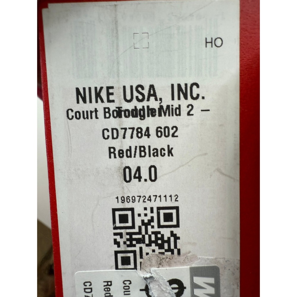 Nike Court Borough Mid 2 Toddler Red Black Sneakers CD7784-601 Size 4C NWB - Picture 9 of 9